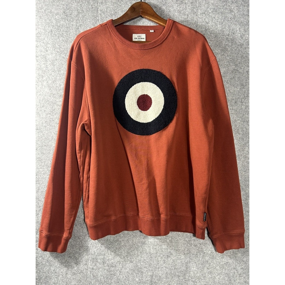Ben Sherman Original Target Logo Crewneck Sweatshirt Rust Orange XL Men's Mod